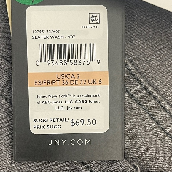 Jones NY Luxe Women's Gray Straight Jeans size 2 NWT - Picture 5 of 8